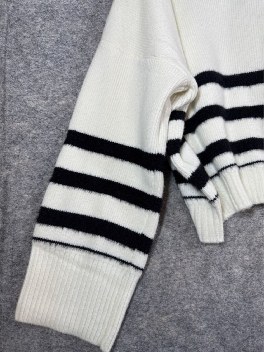 Kuwalla Black White Striped Sweater Pullover XL Collared Preppy Knit Minimalist - Picture 13 of 14